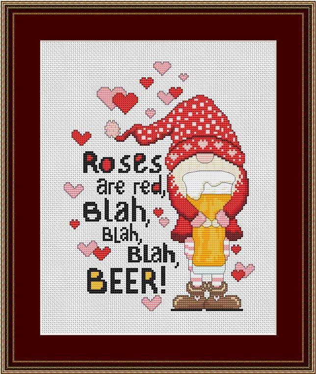 (image for) Valentine Gnome Roses Are Red ... BEER!